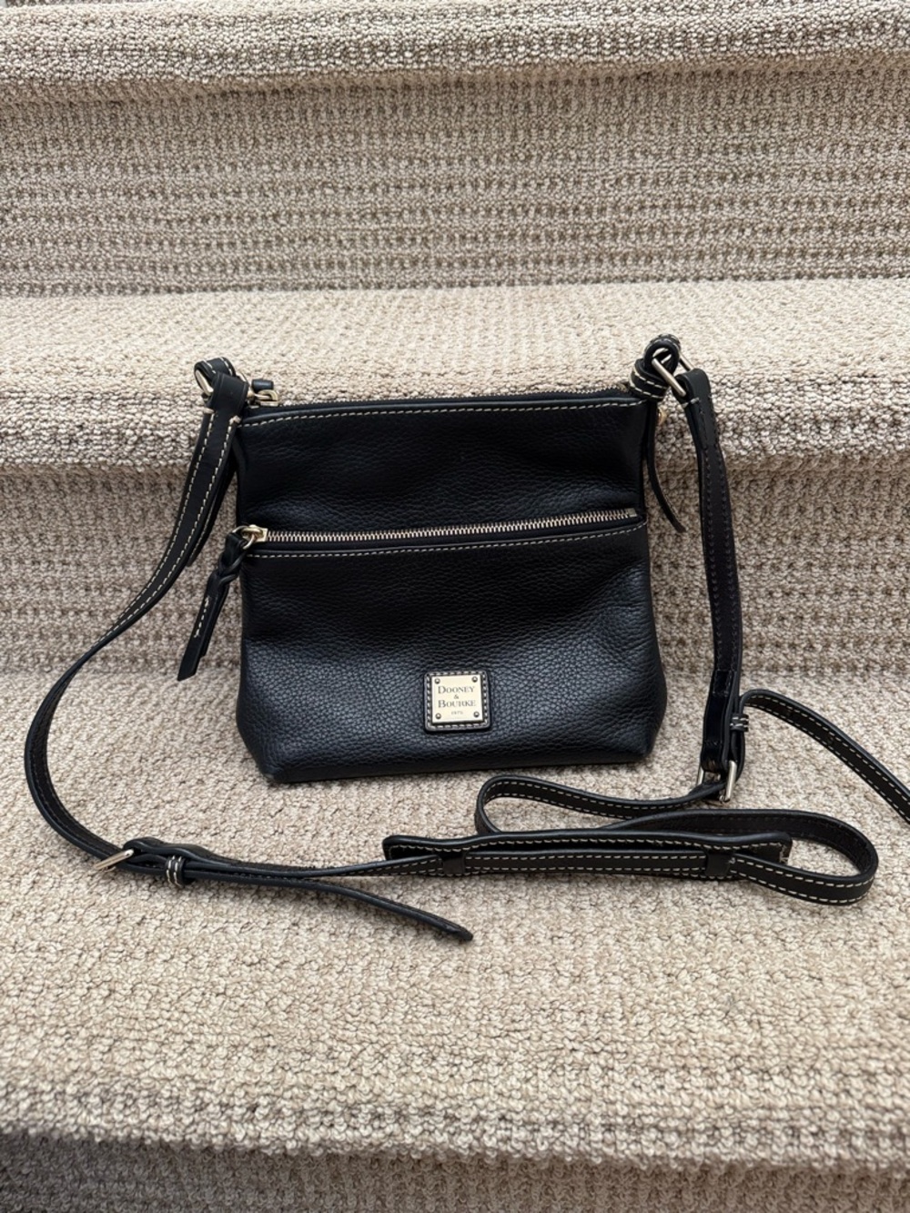 Dooney & Bourke Black Pebbled Leather Small Crossbody